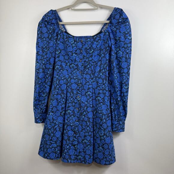 DE LORETA New Pique Dress in Camelia XS Mini Puff Sleeve Smocked Full Button - Picture 15 of 16